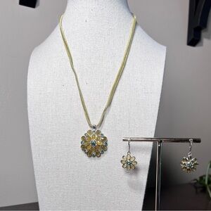 Monet Flower Velvet Necklace and Earring Set